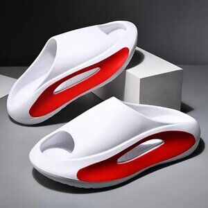 White Red Platform Slides Thick Sole Pool Beach Sandals Size 10.5-11